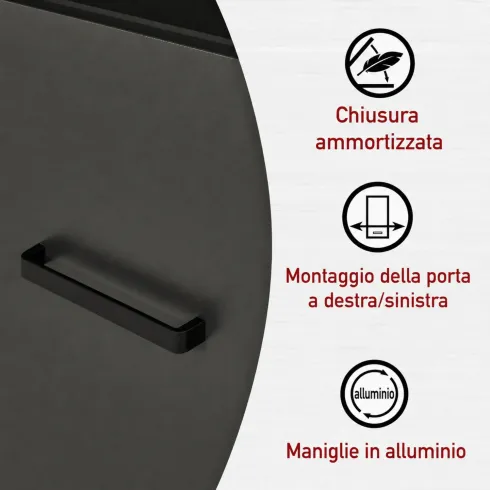 Mobile Cucina 200 cm Pensile Colonna Modulare Antracite Rovere