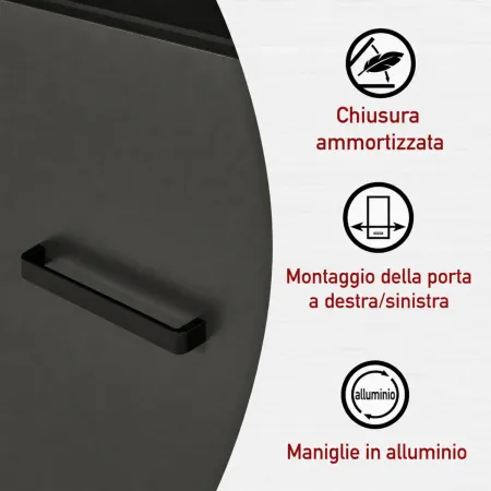 Mobile Cucina 200 cm Pensile Colonna Modulare Antracite Rovere