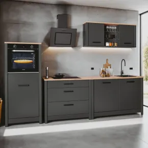 Cucina Modulare Sottolavello Pensile Colonna Antracite Rovere 300 cm 2