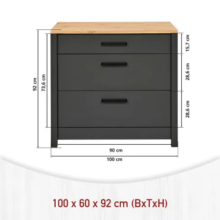 Cucina Modulare Sottolavello Pensile Colonna Antracite Rovere 300 cm