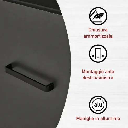 Cucina Modulare Sottolavello Pensile Colonna Antracite Rovere 300 cm
