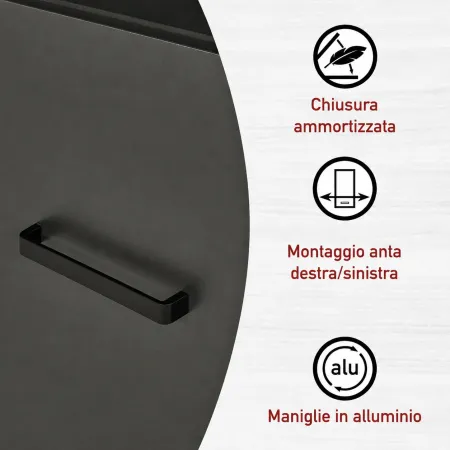 Cucina Modulare Sottolavello Pensile Colonna Antracite Rovere 300 cm