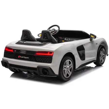 Auto Elettrica per Bambini Audi R8 Big 24V Bianco con Sedile in Pelle