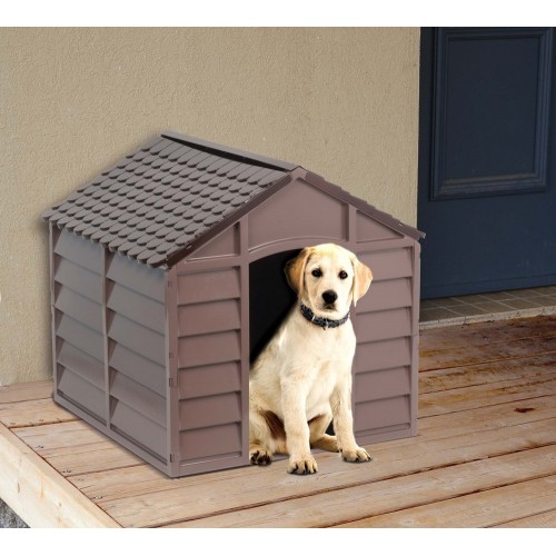 Cuccia per Cani in Resina Riparo Plastica Taglia Media con Pavimento da Esterno 