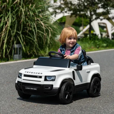 Defender Small Macchina Elettrica per Bambini 12V Bianco MP3 Luci LED