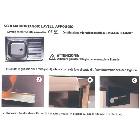 Lavandino Lavello da Cucina 80x50 cm 1 vasca con Gocciolatoio Destro