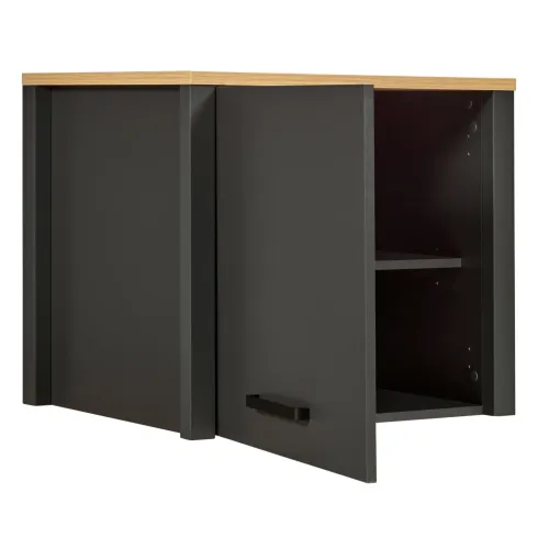 Cucina Componibile in Legno Antracite Rovere 6 Mobili Colonne 370 cm