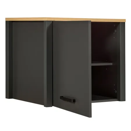 Cucina Componibile in Legno Antracite Rovere 6 Mobili Colonne 370 cm