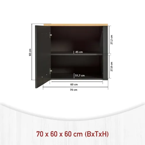 Cucina Componibile in Legno Antracite Rovere 6 Mobili Colonne 370 cm