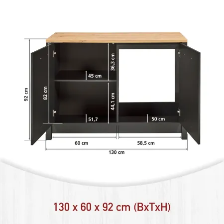 Cucina Componibile 430 cm Legno Antracite Rovere 6 Mobili Coordinati