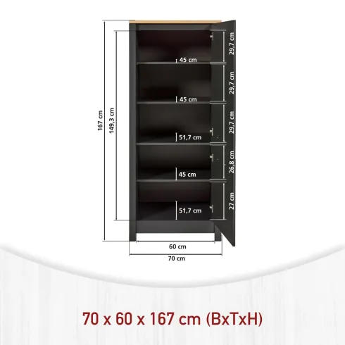 Cucina Componibile 430 cm Legno Antracite Rovere 6 Mobili Coordinati