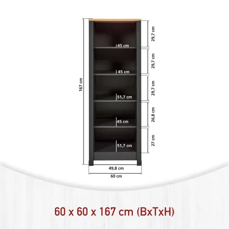 Cucina Componibile 430 cm Legno Antracite Rovere 6 Mobili Coordinati