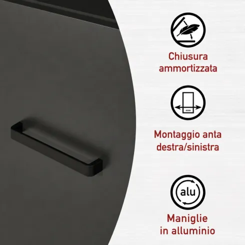 Cucina Componibile 430 cm Legno Antracite Rovere 6 Mobili Coordinati