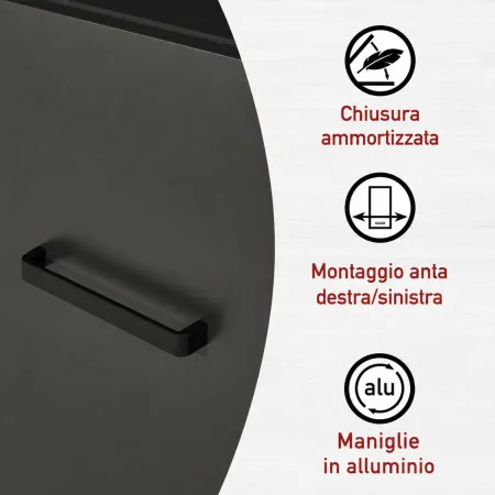 Cucina Componibile 430 cm Legno Antracite Rovere 6 Mobili Coordinati