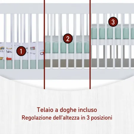 Lettino per Bambini 70x140 cm in Legno Bianco con Sponde Regolabili