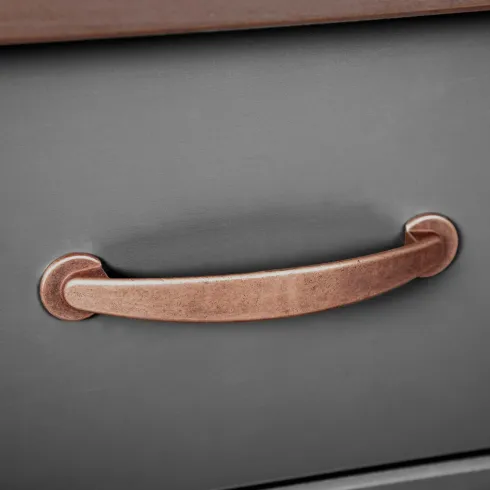 Credenza Grigia Alta Mobile 2 Ante con Cassetti Vetrina da Cucina Ingresso Legno | BricoShop24