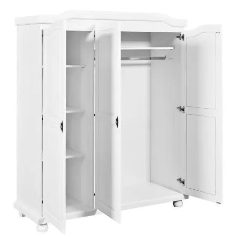 Armadio a 3 Ante Bianco Legno Appendiabiti Mobile Camera Letto Cabina Guardaroba