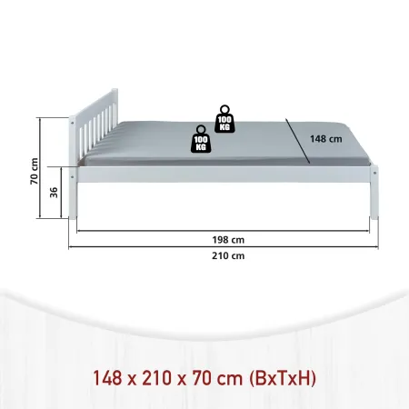 Struttura Letto alla Francese 140x200 Bianco una Piazza e Mezza Cameretta Bimbi | BricoShop24