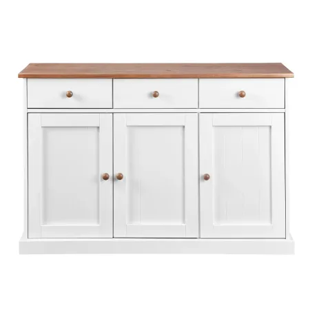 Mobile Credenza 3 Ante 3 Cassetti Bianco Noce Madia Dispensa da Soggiorno Cucina