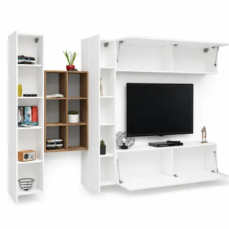 Parete Attrezzata Soggiorno Porta TV Libreria 320x30x180 cm Bianco