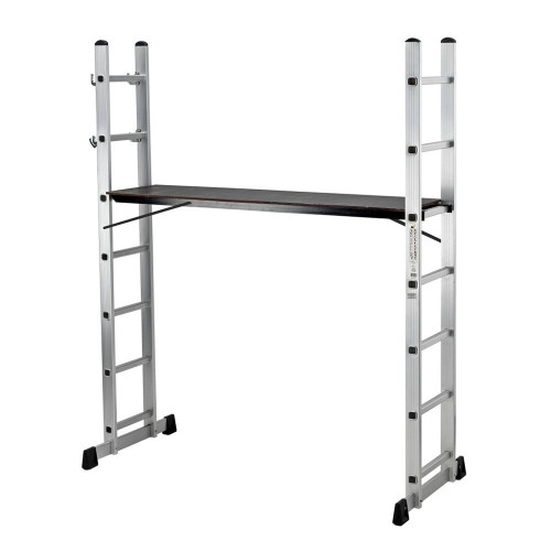 Trabattello Scala Alluminio 6 Scalini Multiposizione Max 120kg Ponteggio Lavori