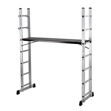 Trabattello Scala Alluminio 6 Scalini Multiposizione Max 120kg Ponteggio Lavori