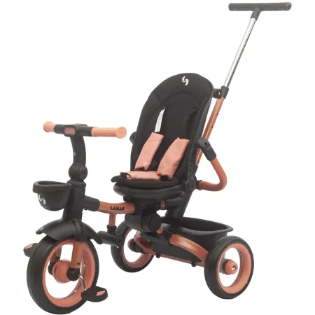 Triciclo Passeggino Evolutivo Bambini Rosa 7 Modalità Sedile Girevole