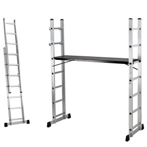 Trabattello Scala Alluminio 6 Scalini Multiposizione Max 120kg Ponteggio Lavori