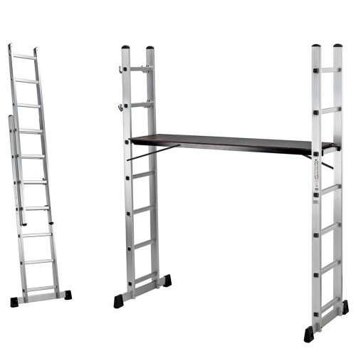 Trabattello Scala Alluminio 6 Scalini Multiposizione Max 120kg Ponteggio Lavori