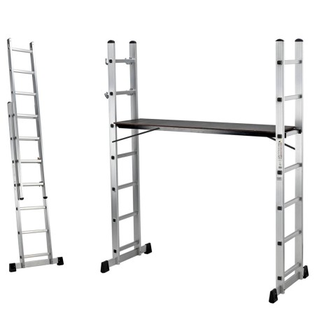Trabattello Scala Alluminio 6 Scalini Multiposizione Max 120kg Ponteggio Lavori