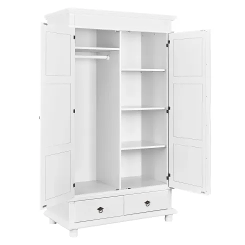 Armadio 2 Ante 2 Cassetti h 200 Bianco Ripiani Cassetti Mobile Cabina Guardaroba