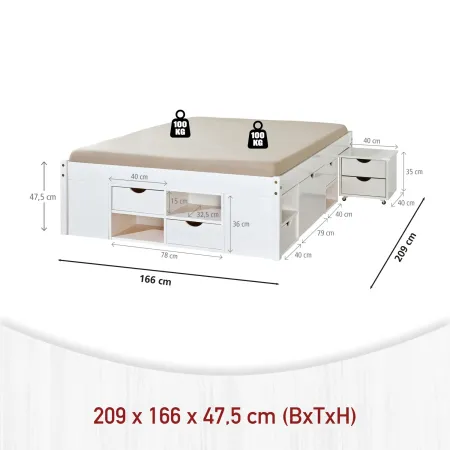 Letto Matrimoniale 160x200 a Doghe con Cassetti 2 piazze | Bricoshop24