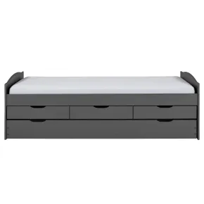 Divano Letto 2 Letti Singoli Doghe 90x200 Grigio Cassetti Contenitore Estraibile 2
