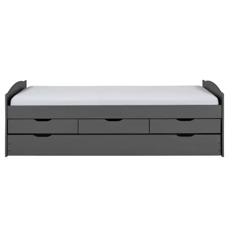 Divano Letto 2 Letti Singoli Doghe 90x200 Grigio Cassetti Contenitore Estraibile
