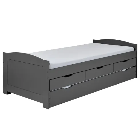 Divano Letto 2 Letti Singoli Doghe 90x200 Grigio Cassetti Contenitore Estraibile
