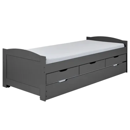 Divano Letto 2 Letti Singoli Doghe 90x200 Grigio Cassetti Contenitore Estraibile
