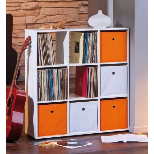 Libreria Scaffale Bianca Cubi Moderna Divisorio Stanza Parete Bifacciale Legno