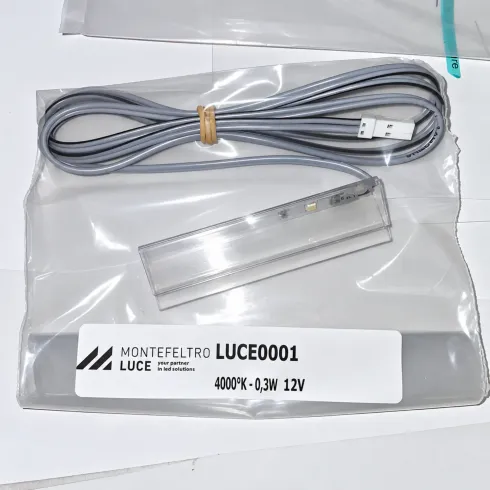 2 Spot Luce LED Blu per Ripiano in Legno 12V con Trasformatore