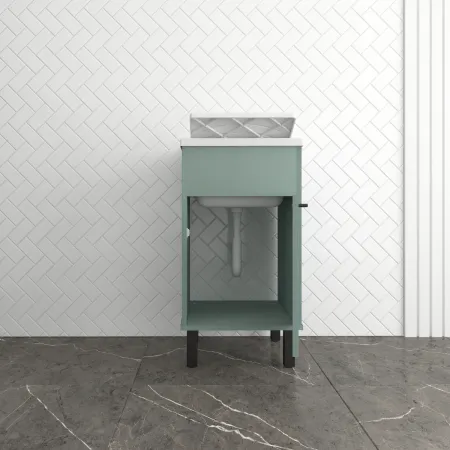 Mobile Lavatoio 45x50x85 cm in PVC Verde Vasca in PP Interno Esterno