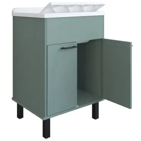 Mobile Lavatoio 60x50x85 cm in PVC Verde Vasca in PP Doppia Anta 2