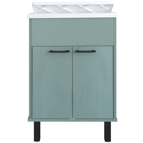 Mobile Lavatoio 60x50x85 cm in PVC Verde Vasca in PP Doppia Anta