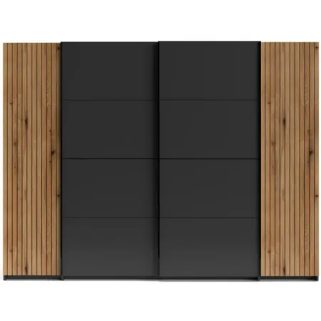 Armadio 4 Ante Camera da Letto Antracite Rovere con 10 Ripiani
