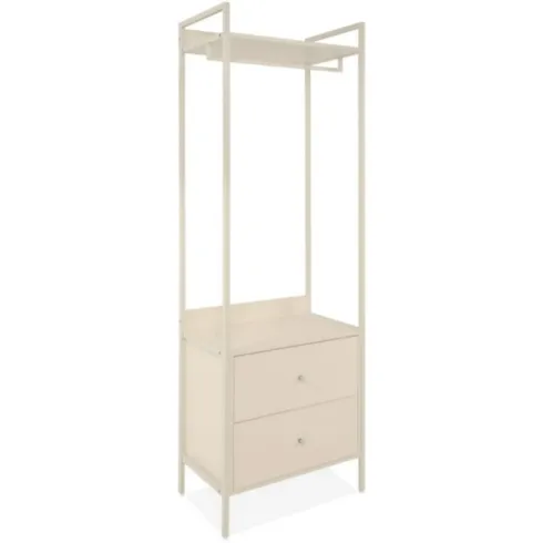 Appendiabiti da Ingresso con 2 Cassetti Asta in Metallo Beige da Terra