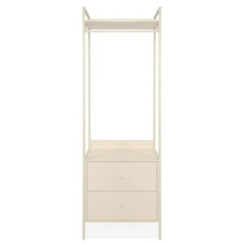 Appendiabiti da Ingresso con 2 Cassetti Asta in Metallo Beige da Terra