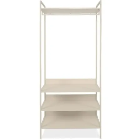 Appendiabiti da Terra con 3 Ripiani Asta in Metallo Beige da Ingresso