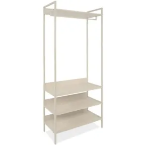 Appendiabiti da Terra con 3 Ripiani Asta in Metallo Beige da Ingresso