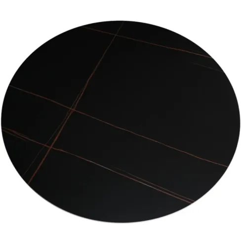 Tavolo da Pranzo Rotondo 120x120 cm Ceramica Nero Venature Oro