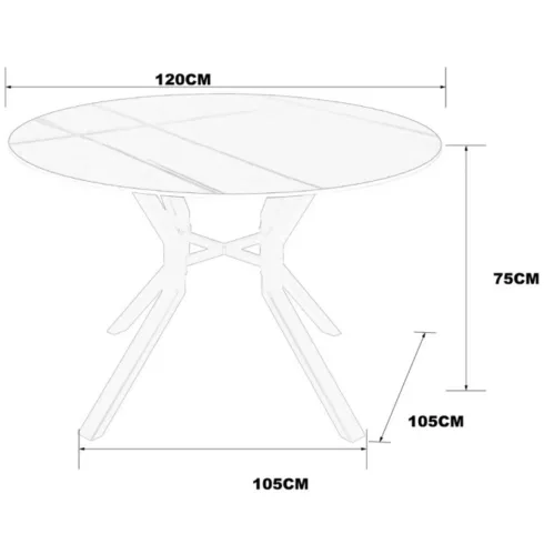 Tavolo da Pranzo Rotondo 120x120 cm Ceramica Nero Venature Oro