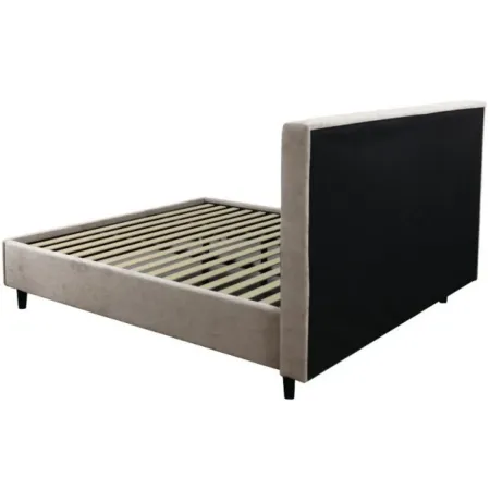 Letto Matrimoniale 160x190 cm Struttura Imbottita Tortora con Rete