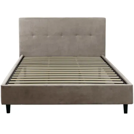 Letto Matrimoniale 160x190 cm Struttura Imbottita Tortora con Rete